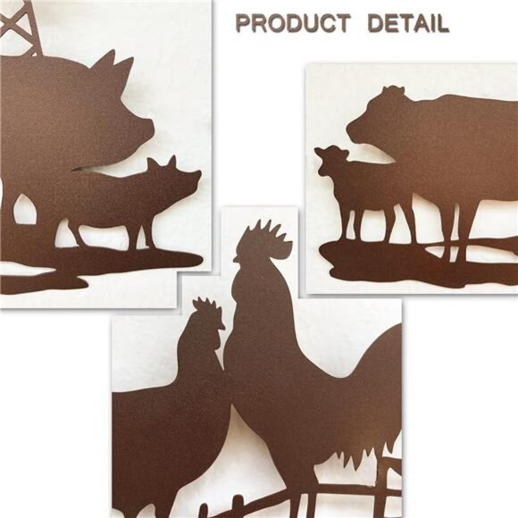 Farm Wall Decor Farmhouse Fence Decor Outdoor Metal Wall Art Cow Farm Animal - Picture 4 of 8